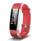 Slri Pulsmesser Fitness Tracker Schrittzähler Smart Armband für Android iOS - Rot