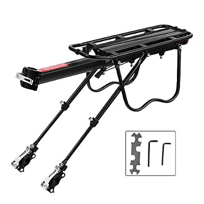 Baiker Vélo Porte Bagage, Baiker Universel Transporteur Vélo arrière Footstock Rack Aluminium Réglable Panier VTT Support Tige de Selle Vélo accessoires avec Réflecteur Réflecteur