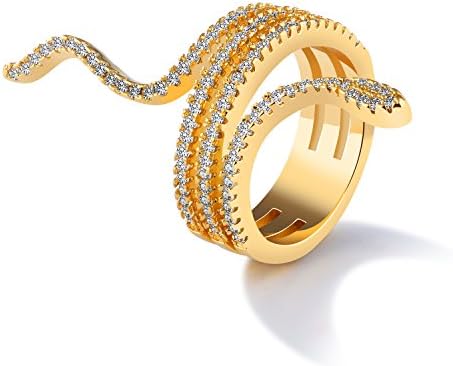 LOHOMEFashion Rings 20K Gold Tone Snake Rhinestone Charm Index Finger Ring for Womens