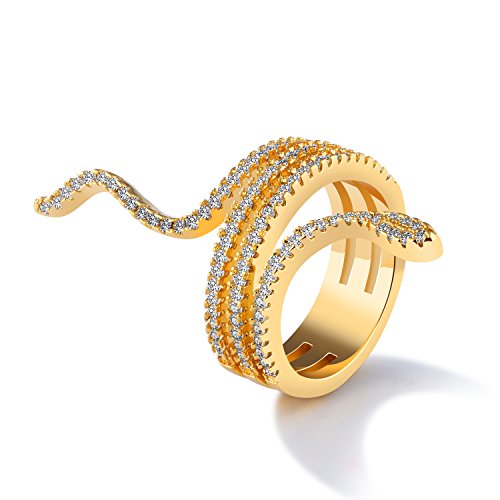 LOHOMEFashion Rings 20K Gold Tone Snake Rhinestone Charm Index Finger Ring for Womens