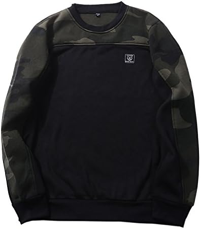 JOLIME Mens Fashion Fleece Hoodie Pullover Camouflage Warm Jumpers Sweatshit Sportswear Black XL