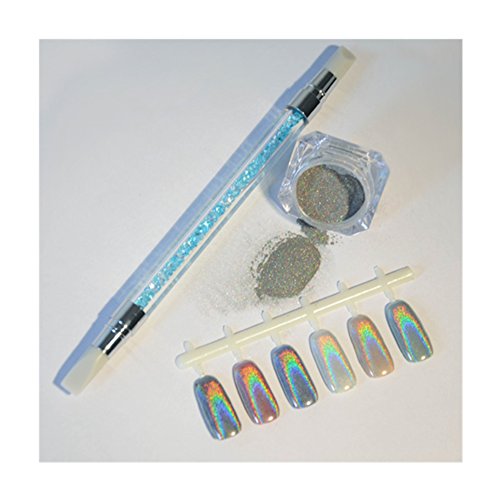 Born Pretty 1g/Box Holographic Rainbow Laser Glitter Powders with Silicone Brush Manicure Nail Art Decoration