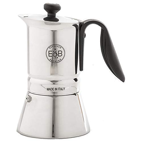 Y & B Lab Moka inoxidable 4/6T Moka 4/6 tazas para Gas E Inducción Competition Moka Filter Inoxidable