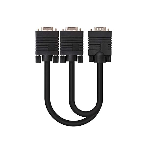 NanoCable 10.15.2000 - Cable bifurcador SVGA para duplicar la señal de salida, HDB15/M-2xHDB15/H, negro, 45 cm [España]