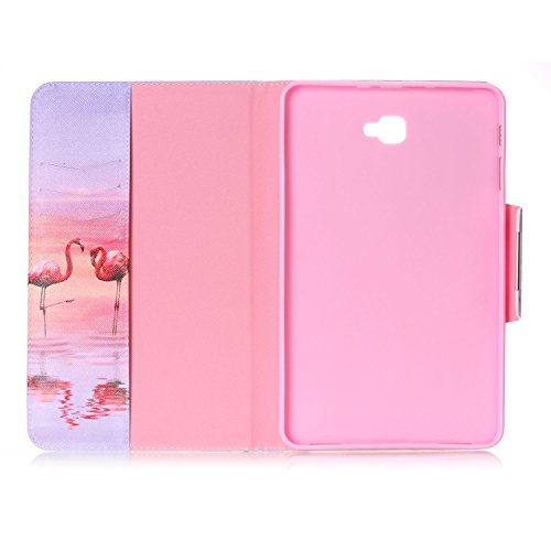 Samsung Galaxy Tab A 10.1 T580 Ledertasche Smart Cover,Samsung Galaxy Tab A T580 Hülle,Ekakashop Ultradünn Fashion Bunt Zwei Flamingos Muster Painting Flip Cover im Bookstyle Kunstleder Schutzhülle Magnetverschluss PU Leder Schale Ständer Hülle Case TPU Innere Tasche Etui mit Magnetverschluss Wallet Kreditkarte Card Holder Slot für Samsung Galaxy Tab A SM-T580 SM-T585 10.1 Zoll + 1x Kostenlos Ständer (Farbe zufällig) - 5