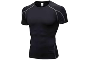Yuerlian Mens Running Compression Tops， Base Layers Comfortable Top Short Sleeve Shirt， Quick Dry Sports Workout T Shirts
