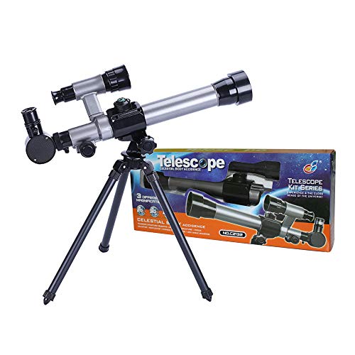 ALEENFOON Télescope Enfant, 20X-30X-40X Astronomique Télescope pour Enfants, Télescope Jouet Set avec Les écouteurs de Trépied Boussole et l'étoile Lentille Finder Accessoires Ensemble de Jouets