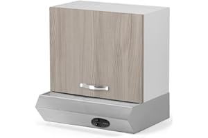 REDÒKASA Pensile per cucina componibile da 60 cm con due ante, realizzata in legno 100% MADE IN ITALY disponibile con/senza Cappa (Cappa Inox, Olmo)