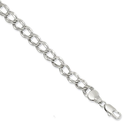 ICE CARATS 7in Kelly Waters 6.5mm Double Link Charm Bracelet 7.25 Inch Fancy Fashion Jewelry Gift Set For Women Heart
