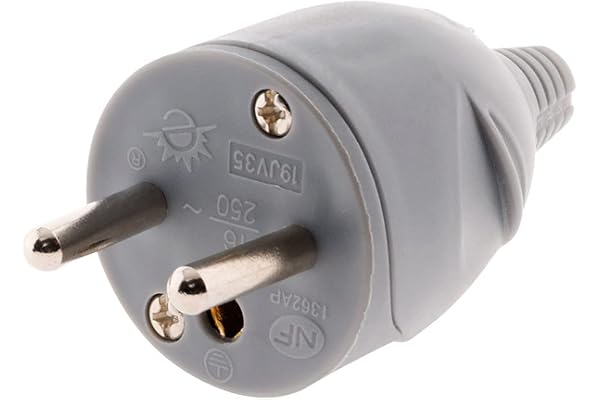 Fiche mâle 16A 2P+T - gris - Zenitech