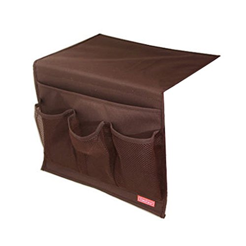 FakeFace Bettablage Sofa Aufbewahrungstasche Bed Organizer für Buch Fernbedienung Handy Magazin BRAUN - 3