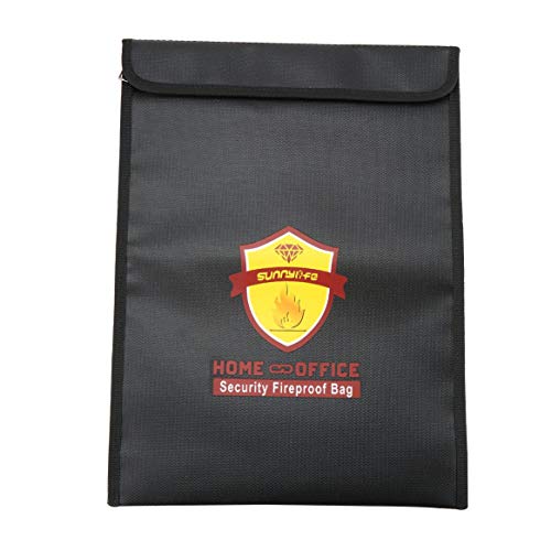 Preisvergleich Produktbild Sunnylife Battery Safe Bag Explosionsgeschützte Ordner Sicherheit Feuerfeste, Wasserdichte Aufbewahrungstasche Home Office Document File Guard - Schwarz
