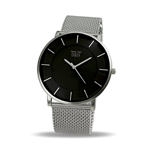 Davis 0910MB - Herren Damen Design Uhr Gehuse Extraflach Ziffernblatt Schwarz Mesh Armband Davis 0910MB - Herren Damen Design Uhr Gehuse Extraflach Ziffernblatt Schwarz Mesh Armband