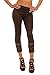Produktbild Fashion4Young Damen Sexy Capri-Leggins Leggings 3/4 Hose mit Strass oder Schleife Gr. 34 36 38 (One Size 34 36 38, Dunkelbraun1)