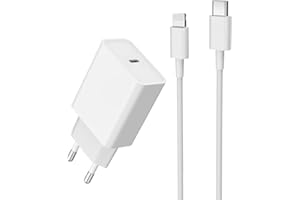 LIANSUM 25W USB C Rapide Chargeur Replacement pour iPhone 14,14 Pro, 14 Pro Max, 14 Plus, 13, 12, 11, XR, SE,X,XS, 8, iPad Air, Pods, Type C Prise Mural Secteur Adaptateur Alimentation avec 1.5M Câble