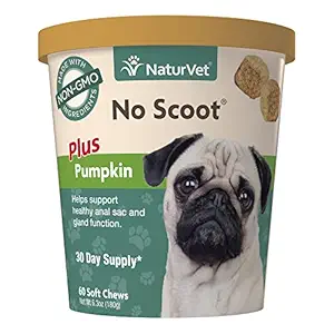 NaturVet - No Scoot for Dogs - 60 Soft Chews - Plus Pumpkin - Supports Healthy Anal Gland & Bowel Function - Enhanced with Beet Pulp, Flaxseed & Psyllium Husk