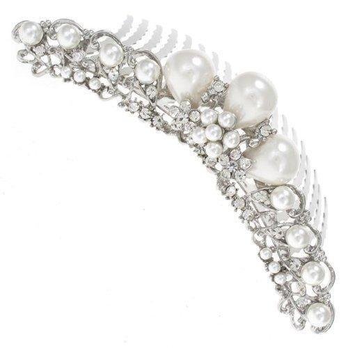 Royal Regal Treasure Austrian Crystal and Pearl Bridal Wedding Hair Crown Tiara Head Band Comb Piece Accessory