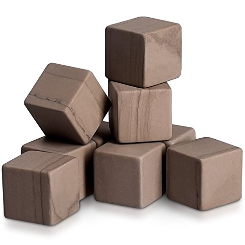 Navaris 9x Whiskey Steine Set aus Granit – Würfel Kühlsteine in Grau in Geschenk Holzbox mit Samt Beutel Chilling Cubes - 6