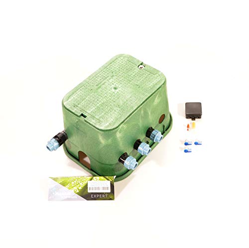Ventilbox EXPERT - 3er Hunter PGV-101-MMB Magnetventil (3 Zonen), mit 25 mm Anschlüssen (3/4") für PE-Rohr Bewässerung. 24V Unterirdischer Ventilkasten