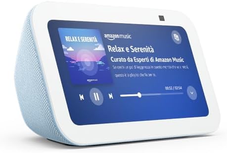 Echo Show 5 (Ultimo modello) | Schermo touch intelligente e compatto: controllo della Casa Intelligente e molto altro | Azzurro, con Accesso Anticipato ad Alexa+