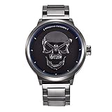 Hyssb Armbanduhren Creative Skull Leisure Quarz-Uhr Für Männer Und Frauen Grau