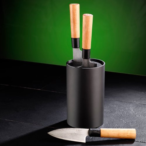 TokioKitchenWare Universeller Messerblock mit Borsten-Einsatz, schwarz - 3