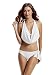 Produktbild zeraca Damen Retro Hipster Halter Cowl Neck Bikini Bathing Suits (L Euro 44, Weiß)