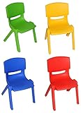 Sitzgruppe - Tisch + 4 Kinderstühle - BUNT - bis 100 kg belastbar / stapelbar / kippsicher - für INNEN & AUßEN - Plastik / Kunststoff - Kindermöbel für Mädchen & Jungen - Stuhl Stühle / Kinderzimmer / Kindertisch - Kinder - Gartenmöbel Kindertischgruppe - Tischgruppe