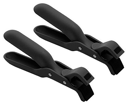 Kuhn Rikon - Juego de 2 pinzas para horno, horno, retráctil, horno, horno, horno, horno, horneado, horno, bandeja para hornear, catering profesional, antiquemaduras, color negro