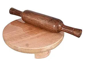 Renown Wooden Chakla Belan Set/Rolling Pin & Board Premium 9 Inch