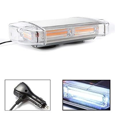 JHKJ-Luz de advertencia Clignotant d'Alarme de Toit À LED, Lumière Stroboscopique d'urgence, Base Magnétique, Convient Aux Véhicules de 12 À 24 Volts,Blanc