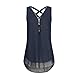 Price comparison product image LIKELYY Women Loose Sleeveless Tank Top Cross Back Hem Layed Zipper V-Neck T Shirts Tops (M, Blue)