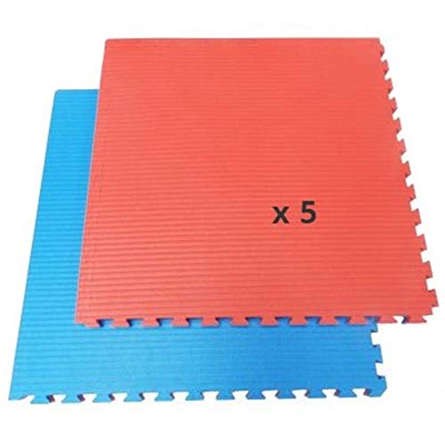 Battler - Tatami/Tapis emboitable Puzzle 4 cm epaisseur Bleu et Rouge Lot de 5 Dalles de 1m²