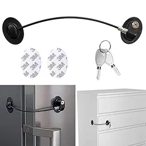 GUSTAVE Safety Door Locks with 2 Keys for Cupboard, Cabinets, Fridge & Freezers, Child Security Locks, Childproof Your House, with Adhesive, Residue-Free, Black