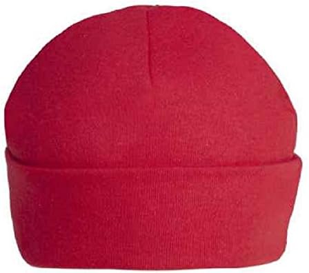 123tNewborn Baby Beanie Hat s (RED) - Plain Soft 100% Cotton Headwear New Baby Grow Boy Clothing Girl Cute Mum Dad Mummy Daddy Custom Parent Birth Gift bib Present by 123t