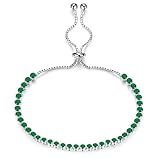 Lafeil Armband Silber Armband Frauen Edelstahl Rund Cut Damen Grün Ankerkette Silber 16cm