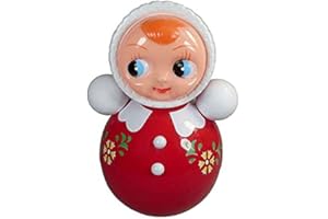 Bimbo Stehaufpuppe Stehauffigur mit Klang - Stehaufmännchen Motorikspielzeug für Kinder - Musikpuppe mit Wackel- & Klingeleffekt - Klassische Babyspielzeug mit Glockenspiel Newalashka - Größe 25 cm