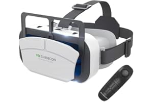 VRLEKAM VR Brille für Handy mit Fernbedienung, 3D VR Glasses Virtual Reality Brille PC Unterhaltung Anti-Blaulicht fit iPhone & Android 5,0-7,0 Zoll (Weiß)