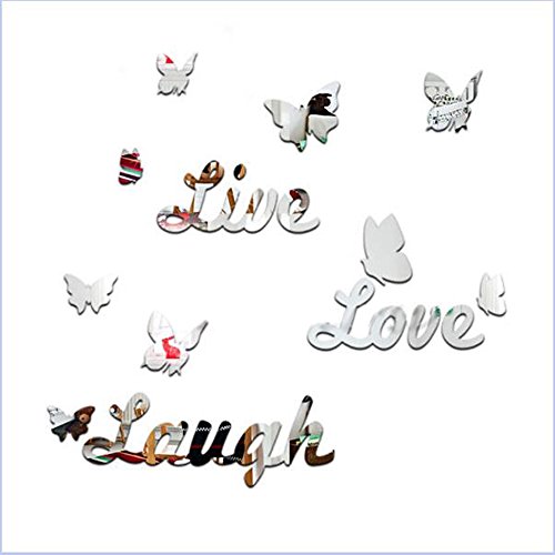Live Love Laugh Schmetterling 3D Spiegel Wandaufkleber Wandtattoos Aufkleber Wandsticker Startseite