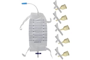 TOPMED ETS Complete Kit Urinary 5 Days 5 Rubber Condom Catheters External Self-Sea + 1 Leg Bag 750ml + Straps with a 5.9 inch 15 cm Tube (Large 30 mm 1.2 Inches)