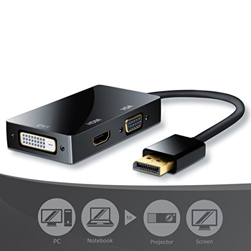 CSL – 3in1 DisplayPort zu VGA + HDMI + DVI Adapter (Konverter) | 3in1 Videoadapter | PC + MAC | vergoldete Kontakte | HDTV / 1080p (Full HD) - 2