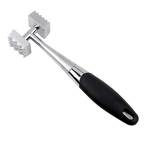 Kihappy Stainless Steel Meat Tenderizer Mallet Tool Hammer with Non Slip Handle Rubber Grip