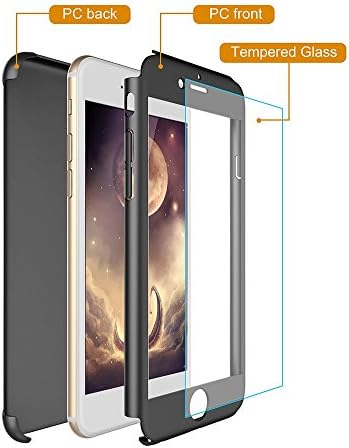 Grey iPhone 6 and 6S Hard Matt Durable Case with 360 degree protection with a tempered glass screen (Grey)