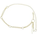  Fashiongen - Cinturón de cadenas para mujer, metal, ajustable, MAEVA - Dorado, Talla única