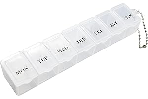 SYOLEE Pill Box Organiser 7 Day One Time a Day Pill Dispenser Storage Case for Medication, Supplements, Vitamins and Cod Liver Oil White