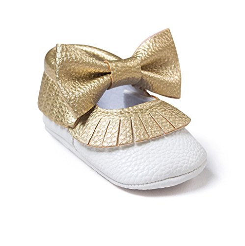 Zapatos de bebé,Auxma Niña Bowknot Zapatos de Cuero Zapatillas Antideslizante Suave niño único para 0-18 Meses (12~18M, EE)