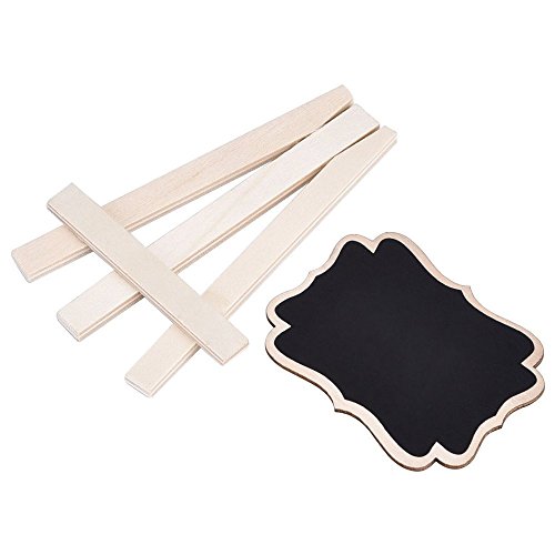 Yalulu 10 Stück Kreidetafel Hölzernen aus Tafel Wordpad Message Board Nachricht Board Tafel Chalkboard Schilder- Rechteckig Geformt, Deko Memotafel Küchentafel Wandtafel für Weihnachtsfest Hochzeitsdeko mit Staffelei - 6