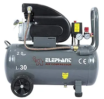 Elephant Lubricated Air Compressor 30 Litre Copper 100% Copper Winding (Grey)