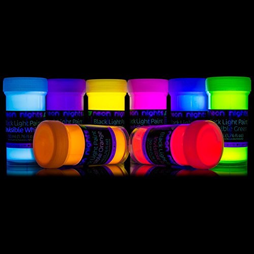 neon nights | Unsichtbare Schwarzlicht Farben | Fluoreszierende UV Leuchtfarbe | Paint Set 8 x 20ml Neon-Farben - 2