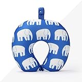 DioLm Invention Confortable Cartoon Oreiller de Voyage en Cou en Forme de U Office Flight Cou Appui-tête Coussin Appui-tête, éléphant Bleu, 28x30cm